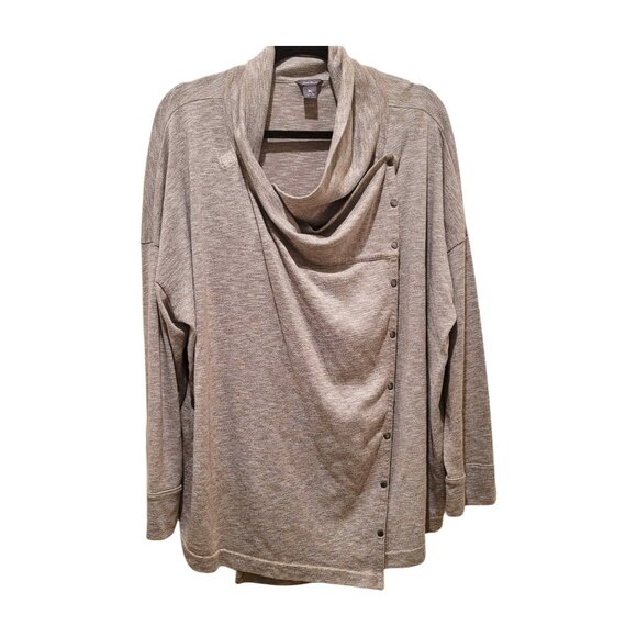 Eddie Bauer First Ascent Grey Convertible Front Soft Knit Cardigan 3X Soft Layer - Picture 1 of 5